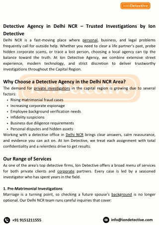 Private Detective Agency in Delhi NCR