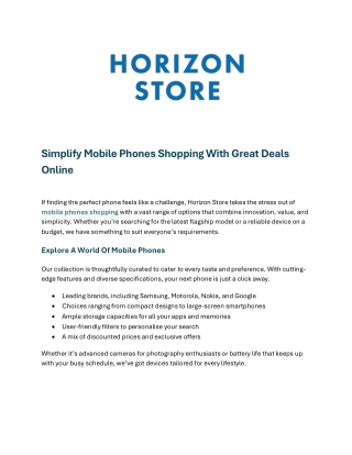 Simplify Mobile Phones Shopping With Great Deals Online