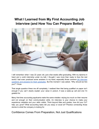 What I Learned from My First Accounting Job Interview (and How You Can Prepare Better)