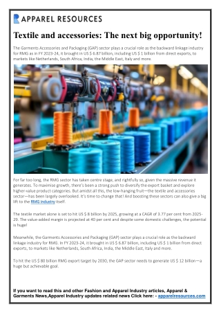 Textile and accessories - The next big opportunity!