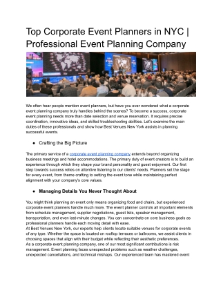 Top Corporate Event Planners in NYC | Professional Event Planning Company