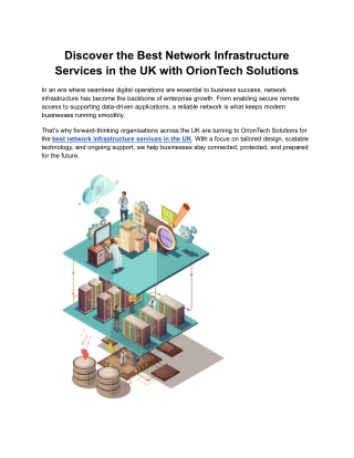 Discover the Best Network Infrastructure Services in the UK with OrionTech Solutions
