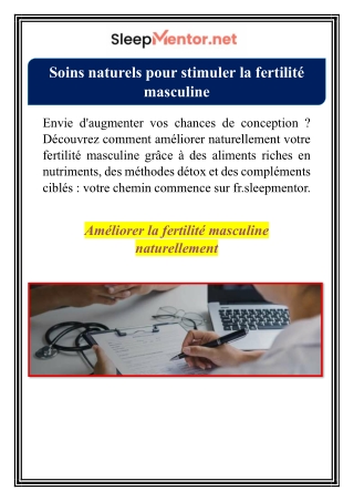 Soins naturels pour stimuler la fertilité masculine