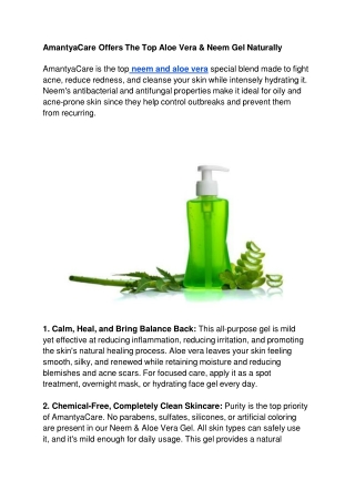 AmantyaCare Offers The Top Aloe Vera & Neem Gel Naturally