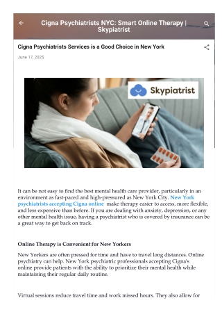 Cigna Psychiatrists Services is a Good Choice in New York