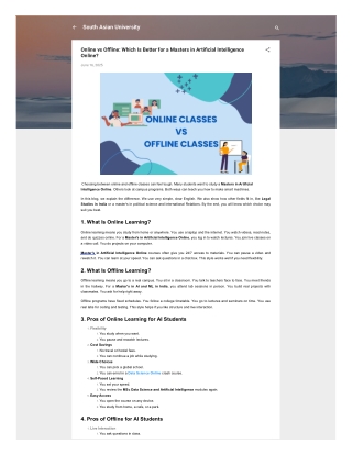 Online vs Offline Which Is Better for a Masters in Artificial Intelligence Online