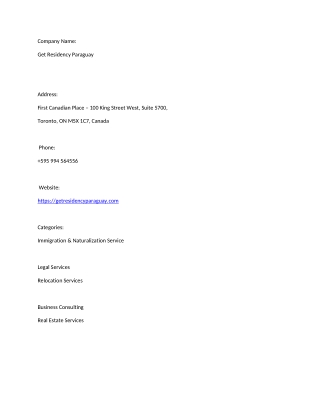 Get Residency Paraguay