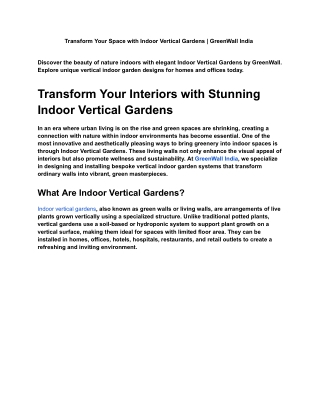 Transform Your Space with Indoor Vertical Gardens _ GreenWall India