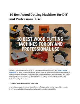 10 Best Wood Cutting Machines for DIY and Professional Use