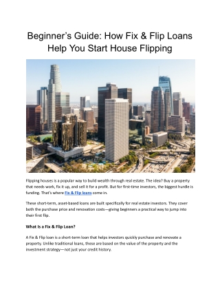 Beginner’s Guide: How Fix & Flip Loans Help You Start House Flipping