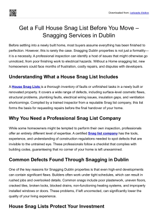 Snag List Company - Conspect Engineering