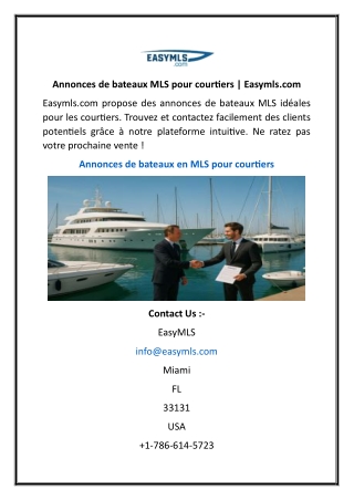 Annonces de bateaux MLS pour courtiers  Easymls.com