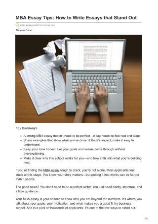 MBA Essay Tips: How to Write Essays that Stand Out