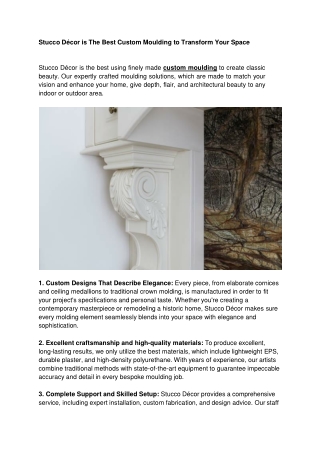 Stucco Décor is The Best Custom Moulding to Transform Your Space