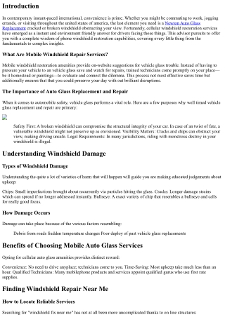 Your Guide to Understanding Mobile Windshield Repair Services