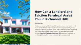 How Can a Landlord and Eviction Paralegal Assist You in Richmond Hill