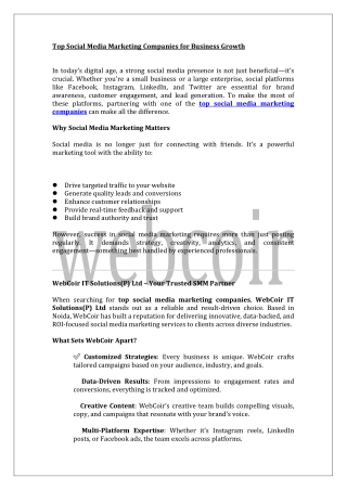 Top Social Media Marketing Companies for Business Growth