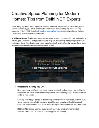 Creative Space Planning for Modern Homes_ Tips from Delhi NCR Experts