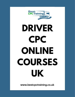 Driver CPC Online Courses Uk - Fast & Easy Certification