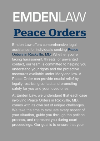 Peace Orders in Rockville, MD: Navigate the Legal Process with Support