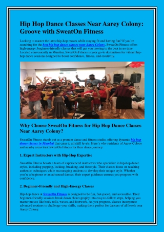 Hip Hop Dance Classes Near Aarey Colony