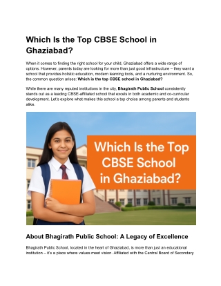 Which Is the Top CBSE School in Ghaziabad
