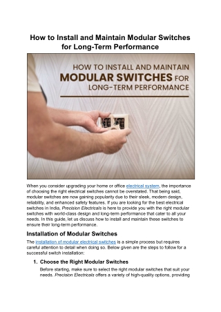 How to Install and Maintain Modular Switches for Long-Term Performance