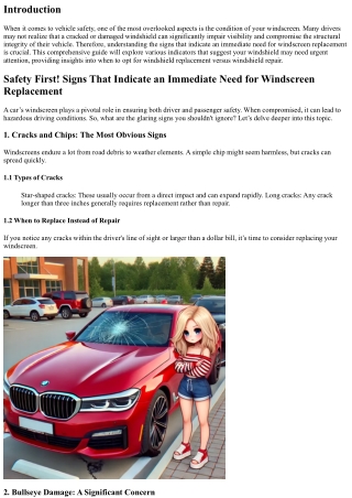 Safety First! Signs That Indicate an Immediate Need for Windscreen Replacement.