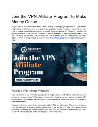 Join the VPN Affiliate Program to Make Money Online