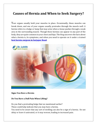 Causes of Hernia and When to Seek Surgery