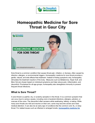 Homeopathic Medicine for Sore Throat in Gaur City