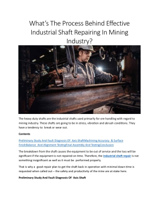 Industrial shaft repair