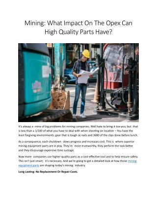 Mining equipment parts