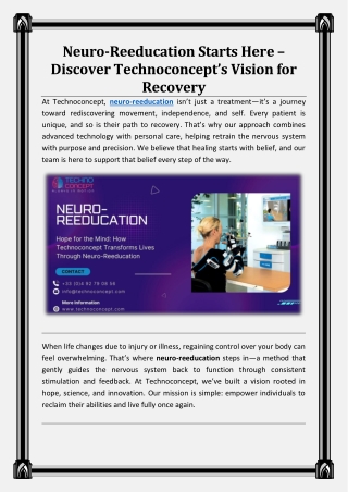 Neuro-Reeducation Starts Here – Discover Technoconcept’s Vision for Recovery