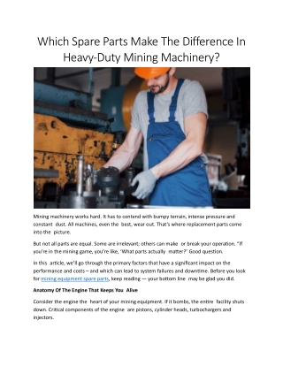 Mining equipment spare parts