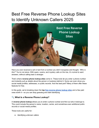 Best Caller ID Tools: Free Reverse Phone Number Lookup Sites