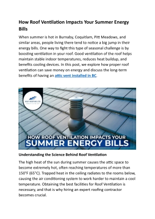 How Roof Ventilation Impacts Your Summer Energy Bills