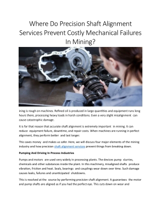 Shaft alignment services