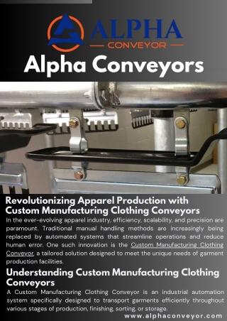 Revolutionizing Apparel Production with Custom Manufacturing Clothing Conveyors