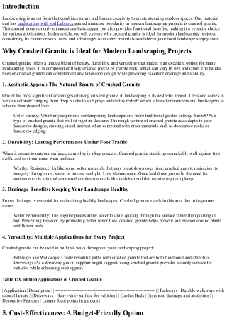 Why Crushed Granite is Ideal for Modern Landscaping Projects