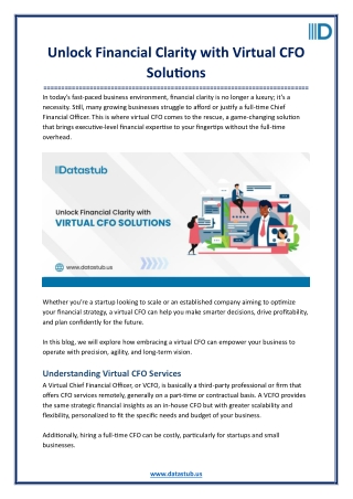 Unlock Financial Clarity with Virtual CFO Solutions