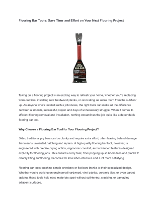 Flooring Bar Tools: Save Time and Effort on Your Next Flooring Project