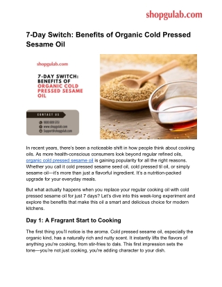 7-Day Switch_ Benefits of Organic Cold Pressed Sesame Oil