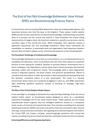 The End of the F&A Knowledge Bottleneck How Virtual SMEs are Revolutionizing Finance Teams