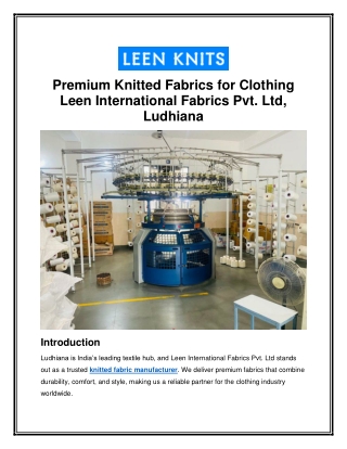 Premium Knitted Fabrics for Clothing Leen International Fabrics Pvt
