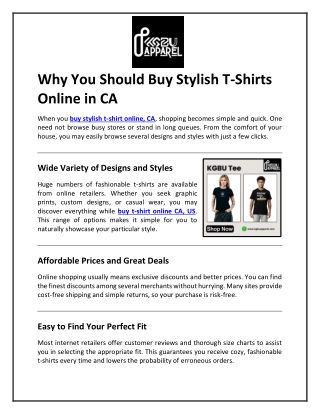 Why You Should Buy Stylish T-Shirts Online in CA