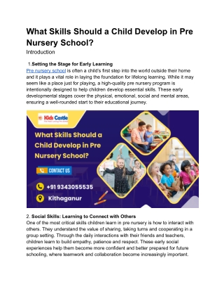What Skills Should a Child Develop in Pre Nursery School