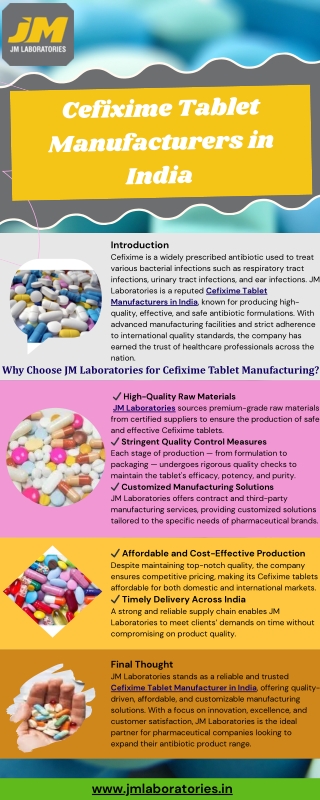 Cefixime Tablet Manufacturers in India