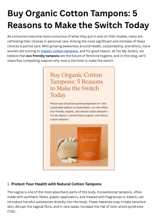 Buy Organic Cotton Tampons 5 Reasons to Make the Switch Today
