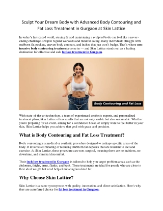 Sculpt Your Dream Body with Advanced Body Contouring and Fat Loss Treatment in G